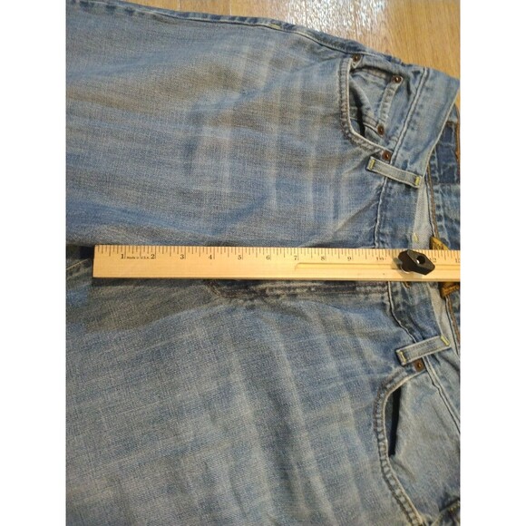 VTG Lucky Brand 165 Jeans Mens 36x32 Straight Leg Dark Wash Blue Denim Distress - Picture 9 of 14